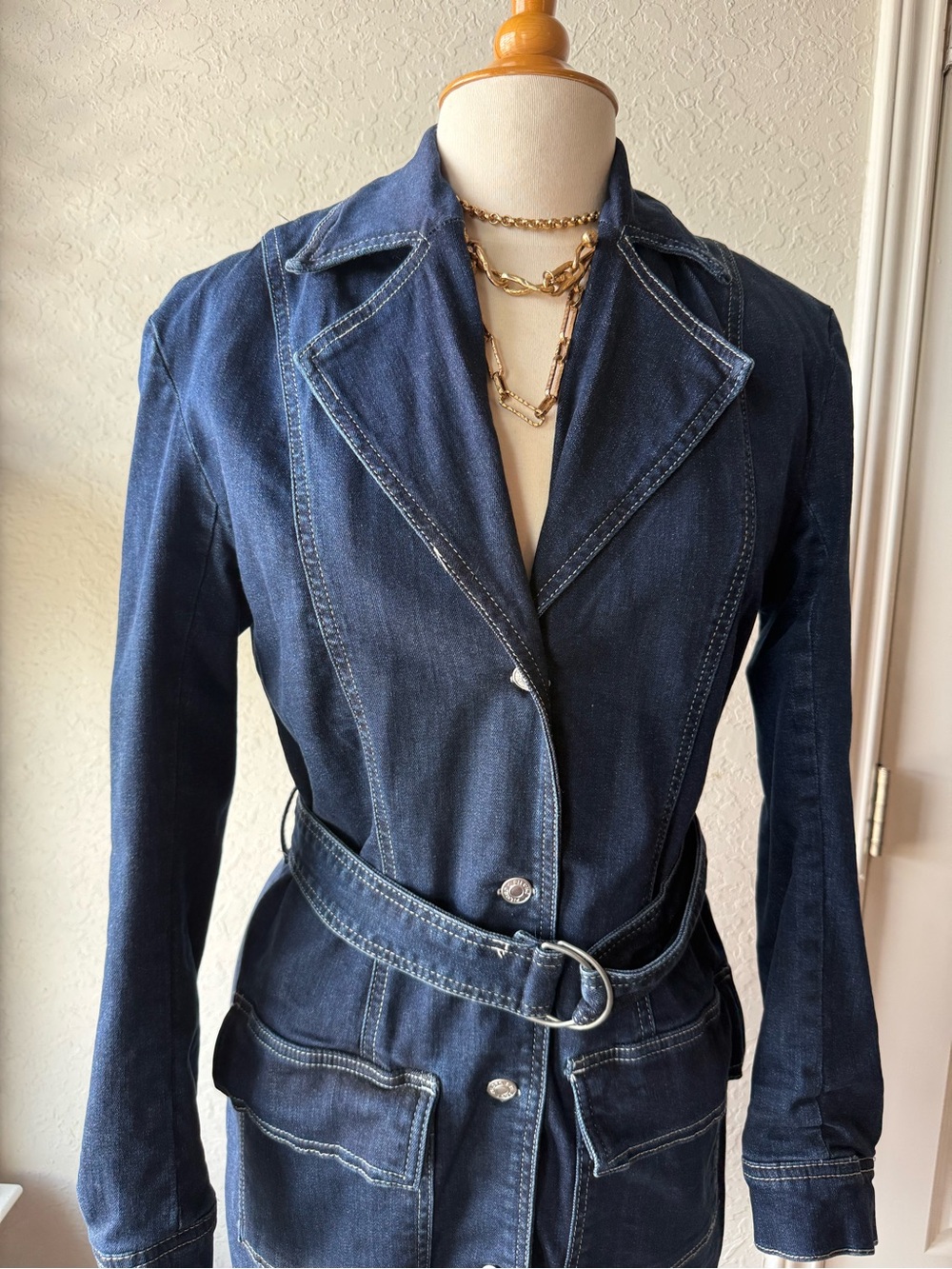 Pilcro Dark Indigo Denim Belted Jacket